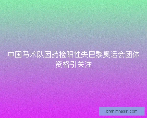 中国马术队因药检阳性失巴黎奥运会团体资格引关注