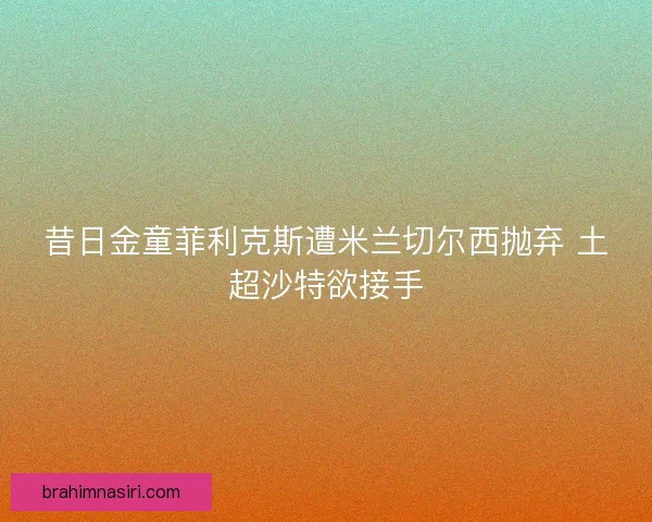 昔日金童菲利克斯遭米兰切尔西抛弃 土超沙特欲接手